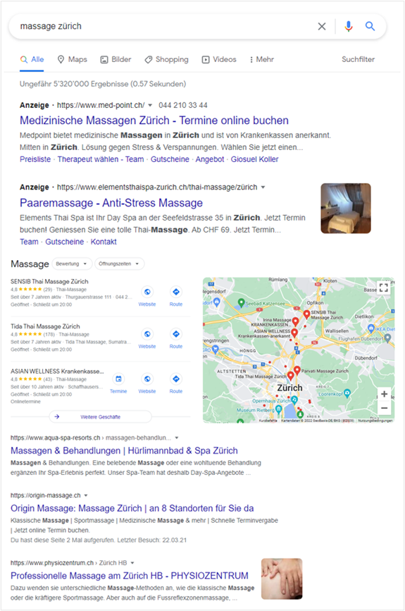 Google Suchresultate strukturiert